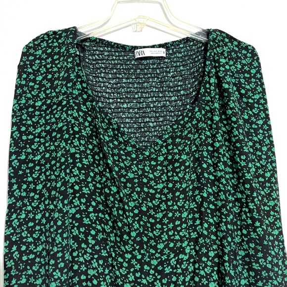 Zara Floral Print Sweetheart Neckline Long Sleeves Mini Dress - Picture 3 of 10